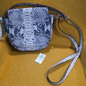 Henri Bendel Black and Gray Snakeskin Crossbody Bag
